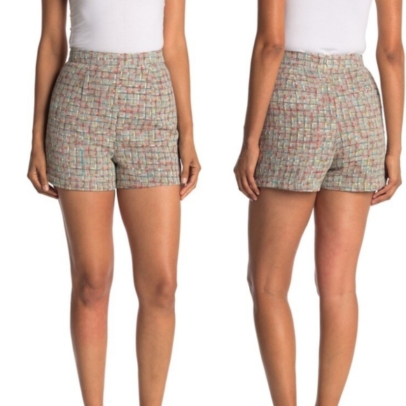Walter Baker Serena Tweed Shorts 10 NWOT new multicolor high rise waist spring - Picture 2 of 13